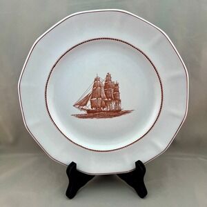 Wedgwood Flying Cloud Dinner Plate Georgetown Collection Rust Red Ship Good